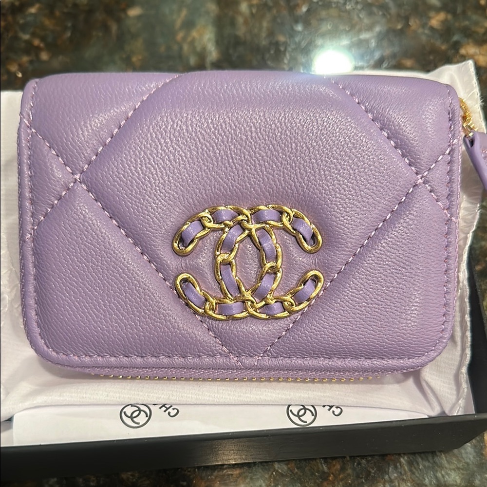 CC Purple Quilted leather-like Wallet